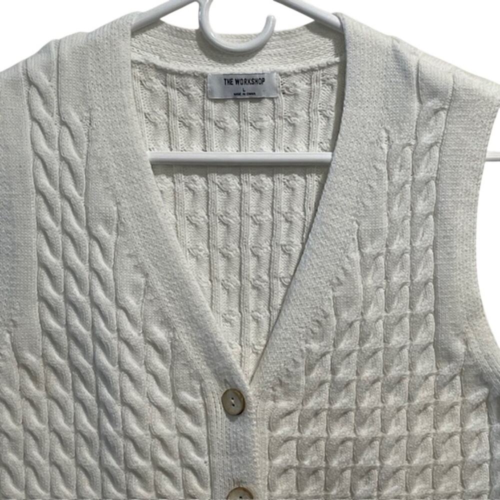 The Workshop Junior White, V-Neck, Button-Down Kn… - image 2